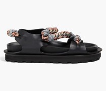 Cord and leather sandals