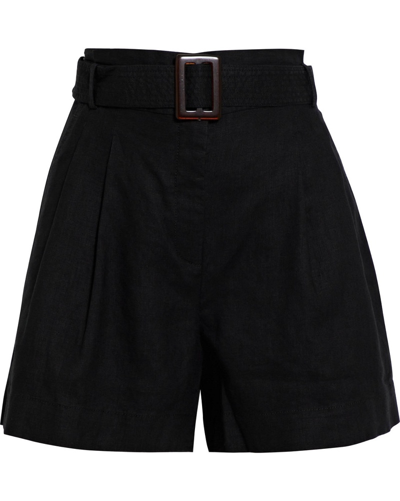 Iris & Ink Damen Agathe Shorts aus Leinen mit Gürtel und Falten