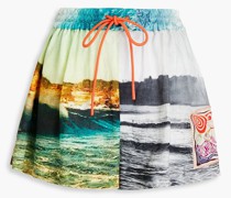 Nina bedruckte Shorts aus Leinen mit Falten