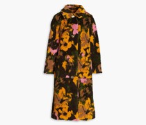 Mantel aus Shearling-Imitat mit floralem Print
