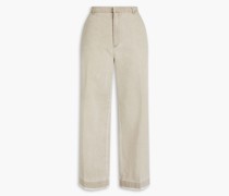 Cropped Hose mit geradem Bein aus Tweed aus einer Baumwollmischung