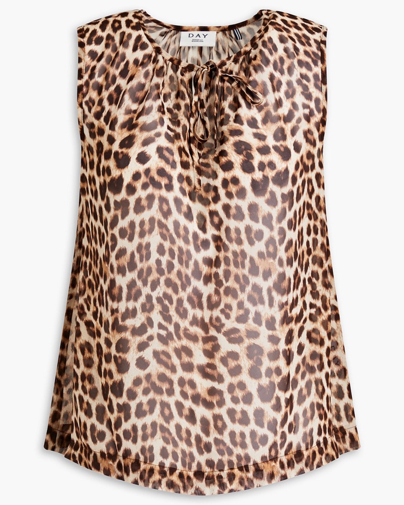 Day Birger et Mikkelsen Damen Gerafftes Oberteil aus Crêpe mit Leopardenprint