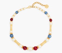 24 KT. vergoldete Kette mit Zierperlen und Kunstperlen