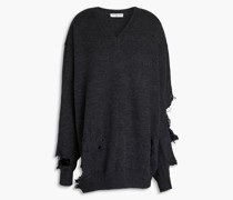 Oversized-Pullover aus Wolle inDistressed-Optik