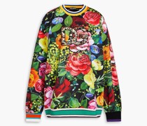 Sweatshirt aus Stretch-Jersey mit floralem Print und Verzierung