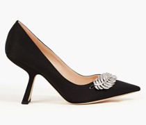 Monstera Pumps aus Ripsband mit Kristallverzierung
