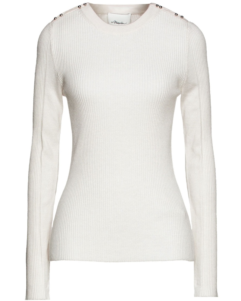 3.1 phillip lim Damen Pullover aus einer gerippten Merinowollmischung mit Zierknöpfen