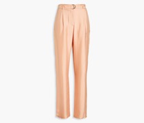 Hose mit geradem Bein und Falten aus Seiden-Twill