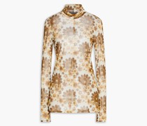 Rollkragenoberteil aus Stretch-Jersey mit floralem Print
