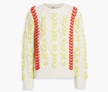 Wollpullover mit Zopfstrickmuster L