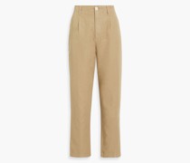 Plissierte Hose mit geradem Bein aus einer Baumwoll-Leinenmischung