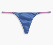 Tief sitzender String aus zweifarbigem Stretch-Seidensatin