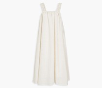 Gerafftes Midikleid aus Baumwoll-Canvas