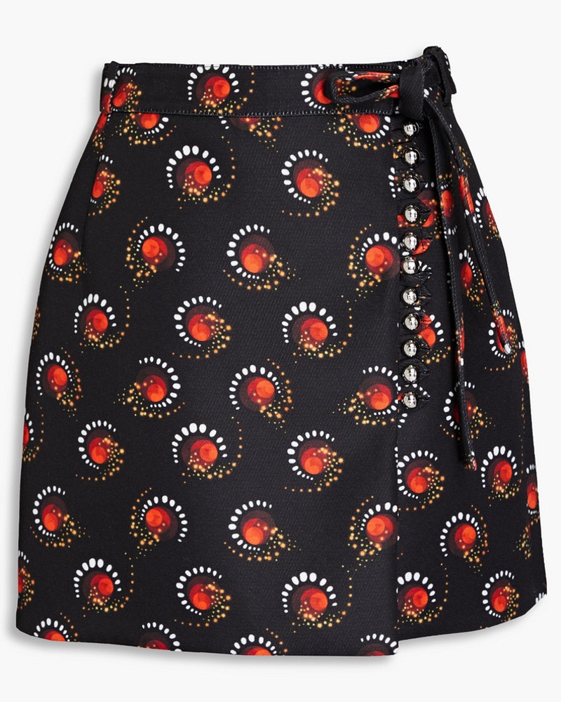 Paco Rabanne Damen Mini-Wickelrock aus Twill mit Print