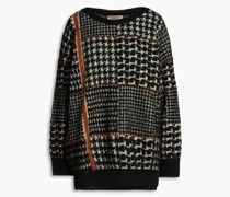 Oversized-Pullover aus einer Wollmischung mit Hahnentrittmuster