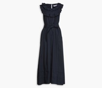 Maxikleid aus Popeline aus einer Baumwollmischung mit Rüschenbesatz