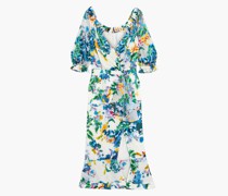 Olivia Midikleid aus Devoré-Chiffon mit floralem Print und Wickeleffekt