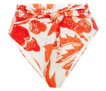 Hoch sitzendes Bikini-Höschen mit Gürtel und Print