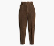 Cropped Hose aus Veloursleder