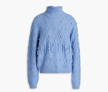 Cornelia Rollkragenpullover aus einer Merinowollmischung mit Zopfstrickmuster und Pompons S