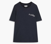 T-Shirt aus Baumwoll-Jersey mit Flammgarneffekt und Logostickerei