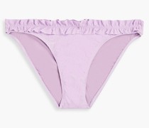 Solid Belle Bikini-Höschen aus Stretch-Seersucker mit Rüschenbesatz