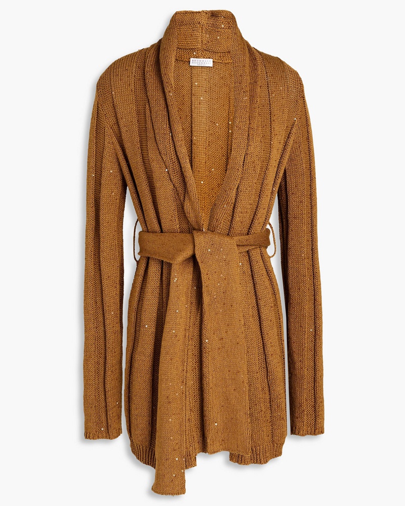 Brunello Cucinelli Damen Cardigan aus einer Baumwoll- Leinen-Seidenmischung mit Pailletten Brunello Cucinelli Damen Cardigan aus einer Baumwoll- Leinen-Seidenmischung mit Pailletten