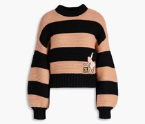 Cropped Pullover aus Merinowolle mit Streifen 00