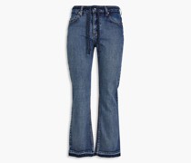 REDValentinoHalbhohe Kick-flare-Jeans inausgewaschener Optik mit Gürtel