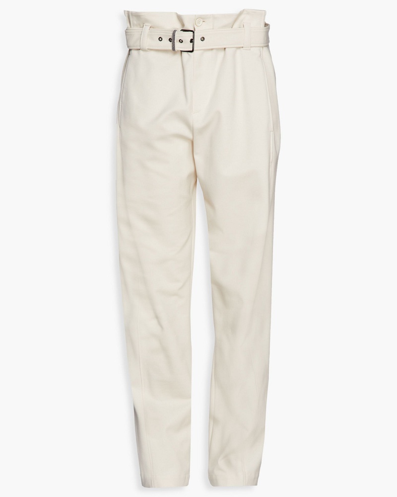 Brunello Cucinelli Damen Karottenhose aus einer Baumwollmischung mit Zierperlen und Gürtel