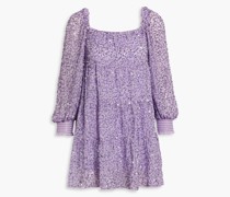 Alice OliviaRowen gathered embellished chiffon mini dress