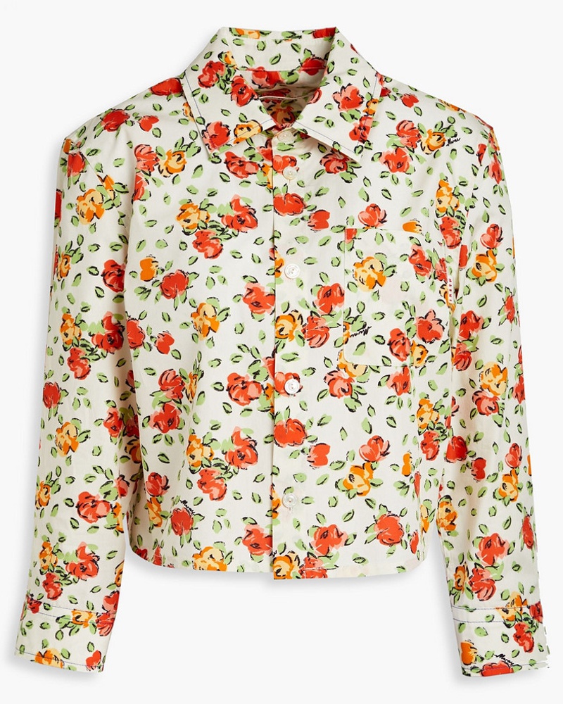 Marni Damen Cropped Hemd aus Baumwollpopeline mit floralem Print