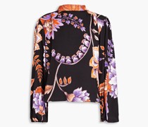 Jesse geraffte Bluse aus Crêpe mit floralem Print S