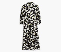 Luna Hemdkleid aus Baumwoll-Jacquard inMidilänge mit floralem Print
