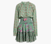 inikleid aus Bauwolle it florale Print und Verzierung