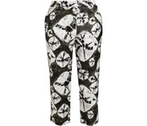 Cropped Karottenhose aus Jacquard mit Print