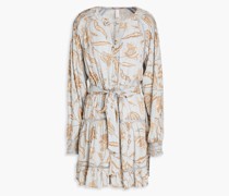Amyris Emine Minikleid aus Krepon mit floralem Print und Raffung