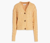 Melierter Cardigan aus einer Baumwoll-Modal-Kaschmirmischung mit Zopfstrickmuster