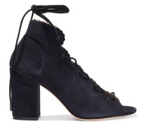 Ghillie lace-up scalloped suede ankle boots