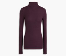 Rollkragenoberteil aus gerippte Jersey
