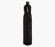 Neckholder-Robe aus Jersey mit Pailletten