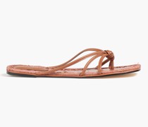 Azeline Sandalen aus Leder mit Raffiabastbesatz und Knotendetail