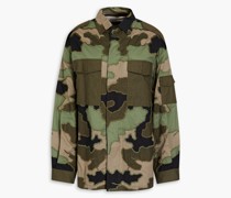 Jacke aus Baumwolle mit Camouflage-Print und Stickereien
