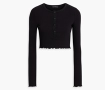 Cropped Obertei aus geripptem Jersey mit Rüschenbesatz