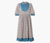 Tania Midikleid aus Baumwolle mit floralem Print und Rüschen
