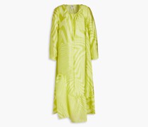 Ansa bedrucktes Midikleid aus Taft mit Raffung