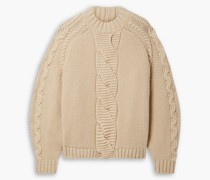 Pullover aus einer Woll-Kaschmirmischung mit Zopfstrickmuster