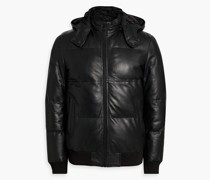 Kapuzenjacke aus gestepptem Leder