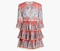 Gestuftes Midikleid aus Leinen mit Paisley-Print 00