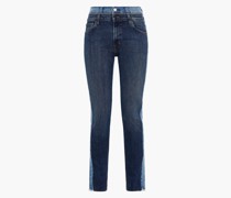 Hoch sitzende Jeans mit schmalem Bein und Fransen